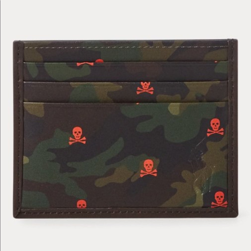 🎉 HP 🎉 🆕 Polo Ralph Lauren Camo Skull Card Case - Picture 2 of 5